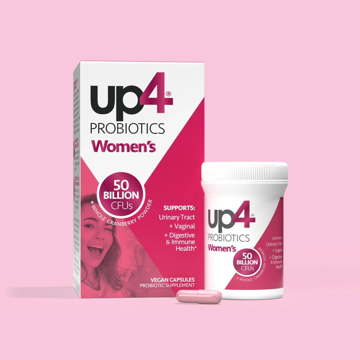 UP4 Women's Probiotic with Organic Vegan Cranberry, Probiotic with Cranberry for Women - 60ct