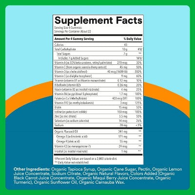 SmartyPants Organic Men's Multi & Vegetarian Omega 3 Gummy Vitamins with D3, C & B12 - 90 ct