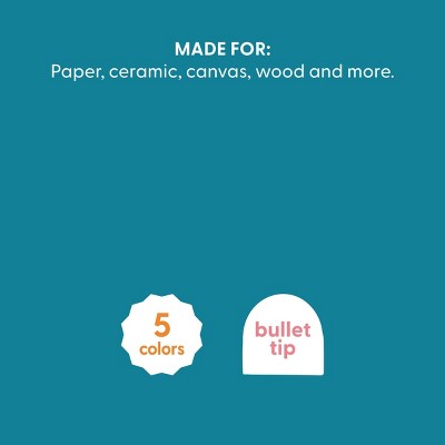 5ct Paint Markers Bullet Tip Glitter - Mondo Llama™