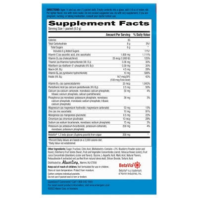 Emergen-C Immune+ Dietary Supplement Powder Drink Mix with Vitamin C - Elderberry - 18ct