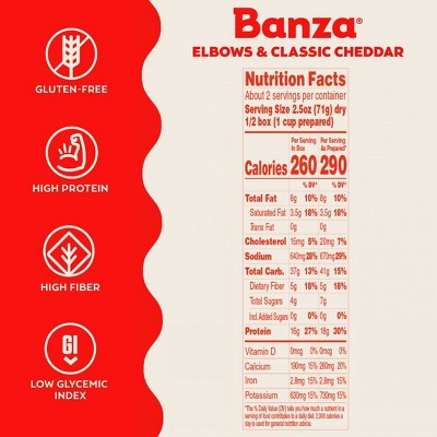 Banza Gluten Free Chickpea Elbows & Classic Cheddar Macaroni & Cheese - 5.5oz