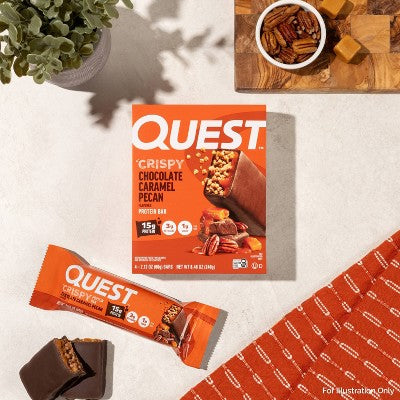 Quest Nutrition Crispy Hero Chocolate Caramel Pecan Whey Protein Bars - 18g Protein - 4ct