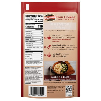 Idahoan Gluten Free Four Cheese Mashed Potatoes - 4oz: Wheat Free, Plant-Based