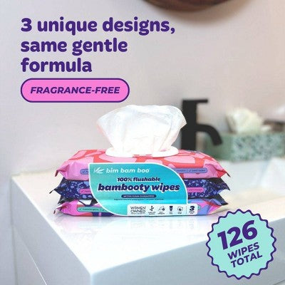 Bim Bam Boo Bamboo Flushable Wipes - 3pk/42ct
