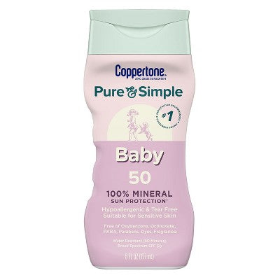 Coppertone Pure & Simple Baby Mineral Sunscreen - SPF 50 - 6 fl oz
