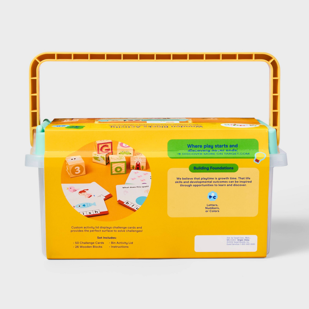 Wooden Blocks Activity - Gigglescape™: Educational Letter Blocks, Storage Box, 78 Pieces, Ages 3+