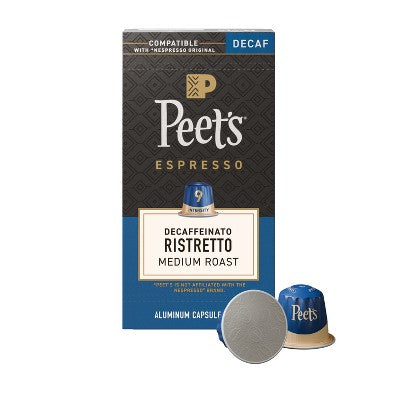 Peet's Coffee Ristretto Decaffeinato Espresso Roast Aluminum Capsules - 10ct