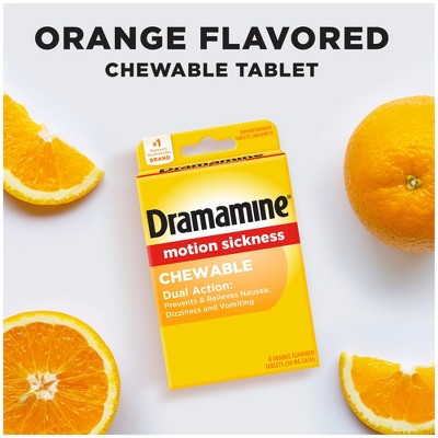 Dramamine Motion Sickness Relief Tablets for Nausea, Dizziness & Vomiting - Orange - 4ct