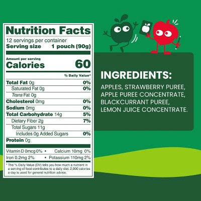 GoGo SqueeZ No Sugar Added Applesauce and Fruit Puree Apple Strawberry  - 38.4oz/12ct