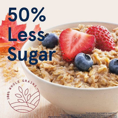 Quaker Low Sugar Instant Oatmeal Maple Brown Sugar - 9.5oz/8ct: No Artificial Preservatives, No Artificial Flavors, Whole Grain