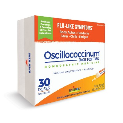 Boiron Oscillococcinum Flu-Like Symptoms, Body Aches, Headache, Fever, Chills and Fatigue 30 Doses Treatment - 30ct