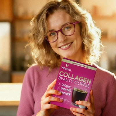 VitaCup Beauty Collagen Coffee Pods w/ Biotin for Hair, Skin & Nails Medium Dark Roast - 32ct