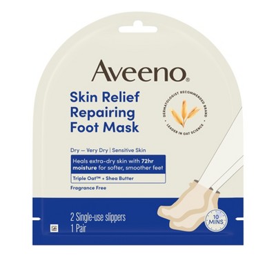 Aveeno Repairing CICA Foot Mask with Prebiotic Oat & Shea Butter for Extra Dry Skin, Fragrance Free
