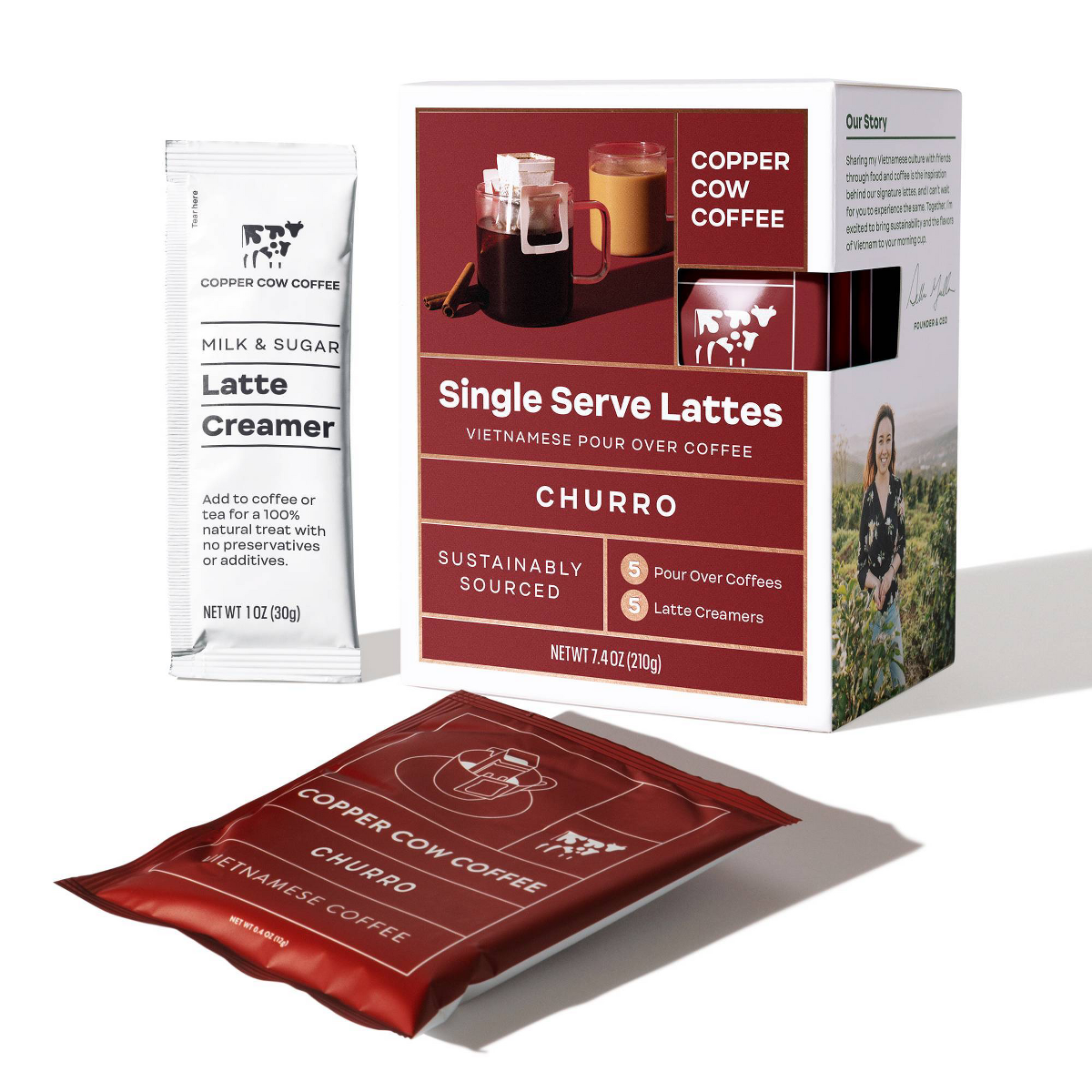 Copper Cow Churro Dark Roast Latte Pour Over Kit - 7.4oz