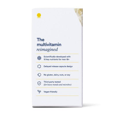 Ritual Multivitamin for Men 18+ with Vegan Omega-3 DHA, Vitamin D3 and B12 Vegan Capsules - Mint Essenced - 60ct
