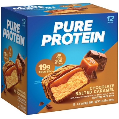 Pure Protein Chocolate Salted Caramel High Protein Snack Protein Bar - 19g Protein - 12ct