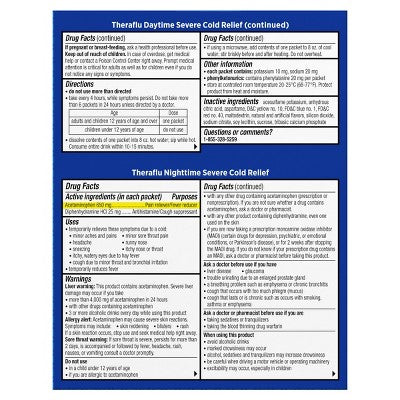 Theraflu Multi-Symptom Severe Cold Relief Day & Night Powder - Honey Lemon​ - 12ct: Contains 650mg Acetaminophen