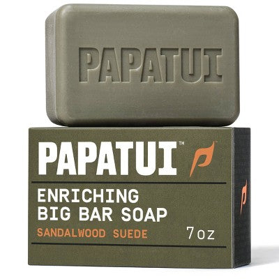 Papatui Men's Sulfate-Free Exfoliating and Hydrating Avocado Oil and Ceramides Bar Soap - Sandalwood Suede - 7oz