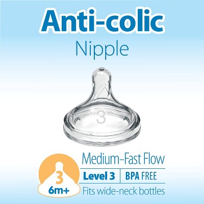 Dr. Brown's Level 3 Wide-Neck Baby Bottle Silicone Nipple - Medium-Fast Flow - 2pk - 6m+