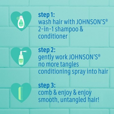 Johnson's No More Tangles Toddler & Kids Hair Detangling Spray to Unlock Knots in Hair - 10 fl oz