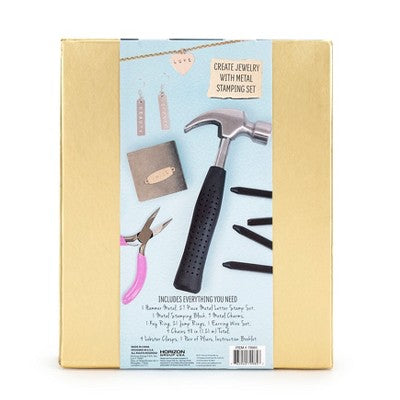 DIY Hand Stamped Metal Jewelry Kit - STMT: Aluminum & Steel Stamping Kit, Jewelry Craft Activity, 71 Pieces