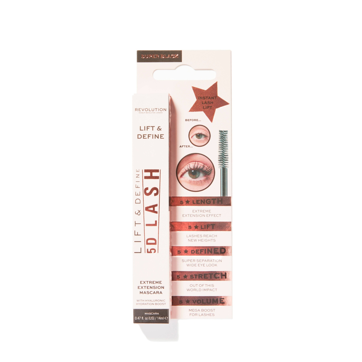 Makeup Revolution 5D Lash Mascara - Black - 0.47 fl oz
