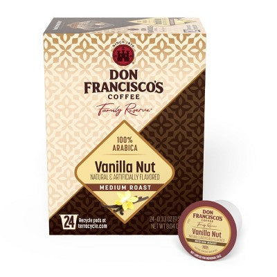 Don Francisco's Vanilla Nut Medium Roast Coffee - Single Serve Pods - 24ct: Compatible With Keurig, Arabica Beans
