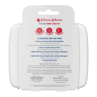 Johnson & Johnson First Aid To Go! Portable Mini Travel Kit - 12pc