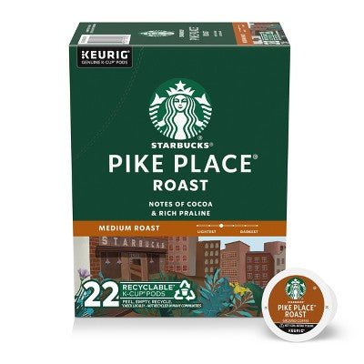 Starbucks Pikes Place Medium Roast Keurig K-Cup Coffee Pods - 22ct