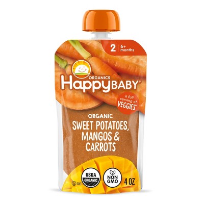 Happy Baby Organic Sweet Potatoes, Mangos & Carrots Baby Food Pouch - 4oz