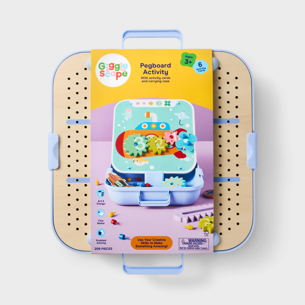 Pegboard Activity - Gigglescape™: Kids Easels, Creativity Focus, Shapes & Colors, Includes Activity Pad