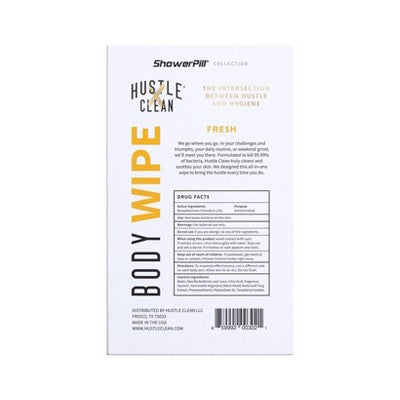 Hustle Clean Body Wipes 1pk/10pc: Hypoallergenic, Witch Hazel, Travel Size