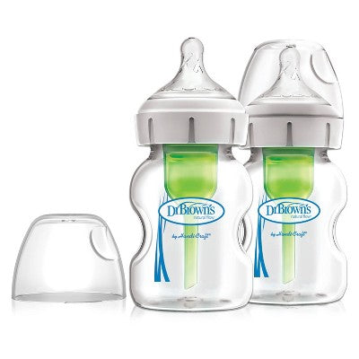 Dr. Brown's Options+ Wide-Neck Anti-Colic Glass Baby Bottle - 2pk