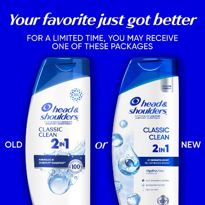 Head & Shoulders 2-in-1 Dandruff Shampoo and Conditioner, Anti-Dandruff Treatment, Classic Clean for Daily Use, Paraben-Free - 20.7 fl oz