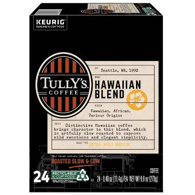 Tully's Coffee Hawaiian Blend Coffee Pods - Medium Roast - 24ct
