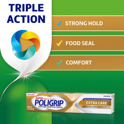 Poligrip Extra Care Denture Adhesive Creams - 2.2oz/2ct