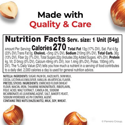 Nutella & Go! Hazelnut Spread & Pretzel Sticks - 1.9oz: Creamy