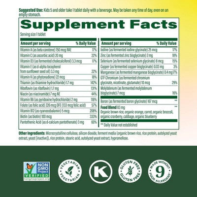 MegaFood Kids' One Daily Mini Multivitamin Tablets