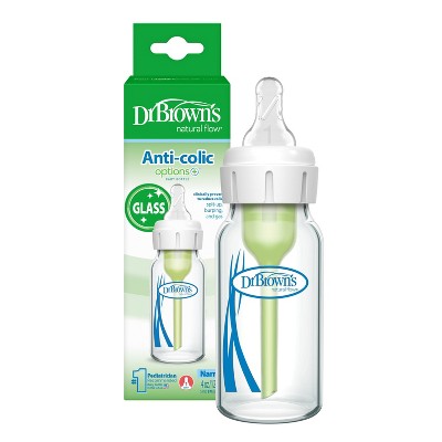 Dr. Brown's 4oz Anti-Colic Options+ Narrow Glass Baby Bottle with Level 1 Slow Flow Nipple - 0m+