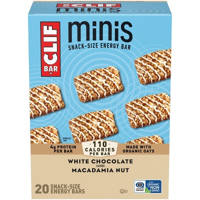 CLIF Bar Minis White Chocolate Macadamia Nut Flavor Snack Size Energy Protein Bars Made with Organic Oats - 19.8oz/20ct