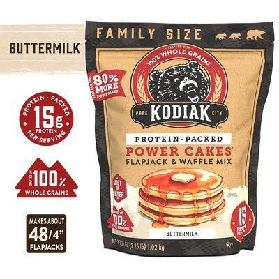 Kodiak Protein-Packed Buttermilk Flapjack & Waffle Mix Grizzly Size - 36oz