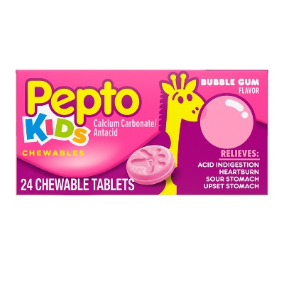 Pepto Kids Antacid Chewable Tablets, Upset Stomach Relief, Heartburn - 24ct