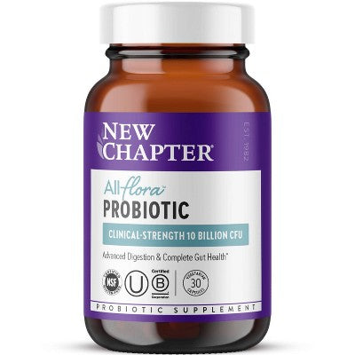 New Chapter Probiotic All-Flora for Advanced Digestion & Gut Health with Prebiotics + Postbiotics Capsules - 30ct