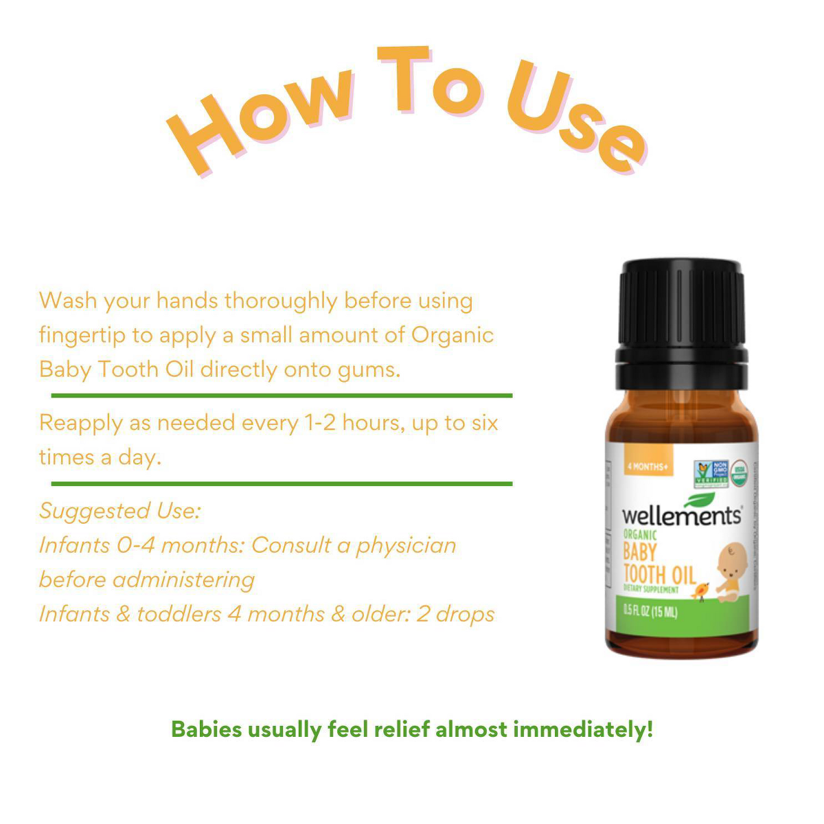 Wellements Organic Baby Tooth Oil - 0.5 fl oz