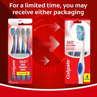 Colgate 360 Optic White Whitening Toothbrush - Soft - 4ct