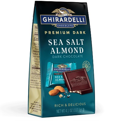 GHIRARDELLI Premium Dark Sea Salt Almond SQUARES Medium Bag - 4.12oz
