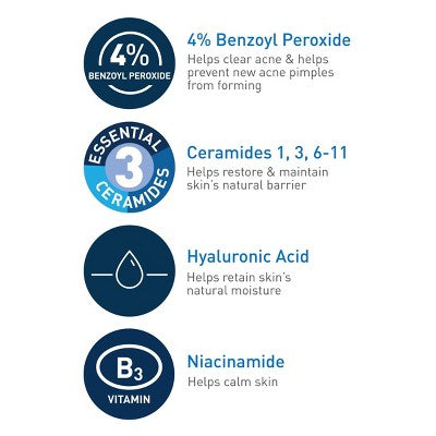CeraVe Acne Foaming Cream Face Cleanser, Acne Treatment Face Wash - Fragrance-Free - 5oz