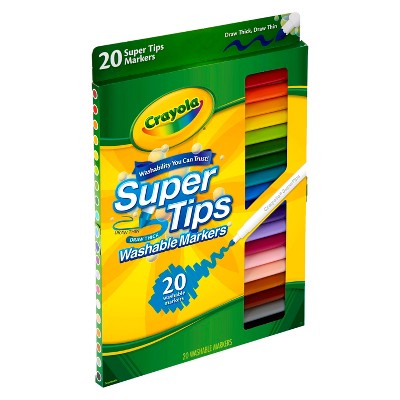 Crayola 20ct Super Tips Washable Markers, Kids School Supplies, Art Classroom Must Haves for Teachers, Coloring Gift, Ages 3+