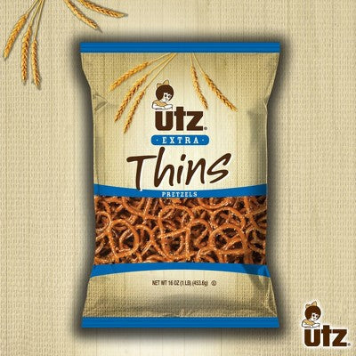 Utz Extra Thin Pretzels - 16oz: Tree Nut Free, Salt Flavor