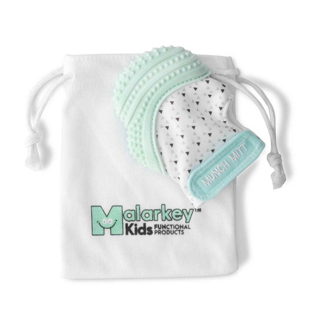 Malarkey Kids Munch Mitt Teether, Mint Green Triangles